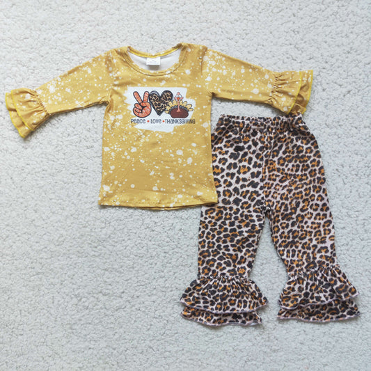 (Promotion)6 A1-1 Turkey leopard ruffles pants Thanksgiving outfits