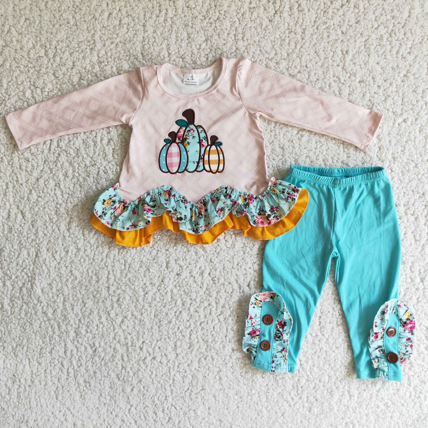 Long sleeve legging pants pumpkin embroideried outfits