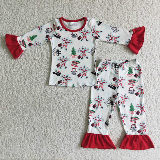 (Promotion)Girls long sleeved pajamas Christmas outfits  6 A2-18