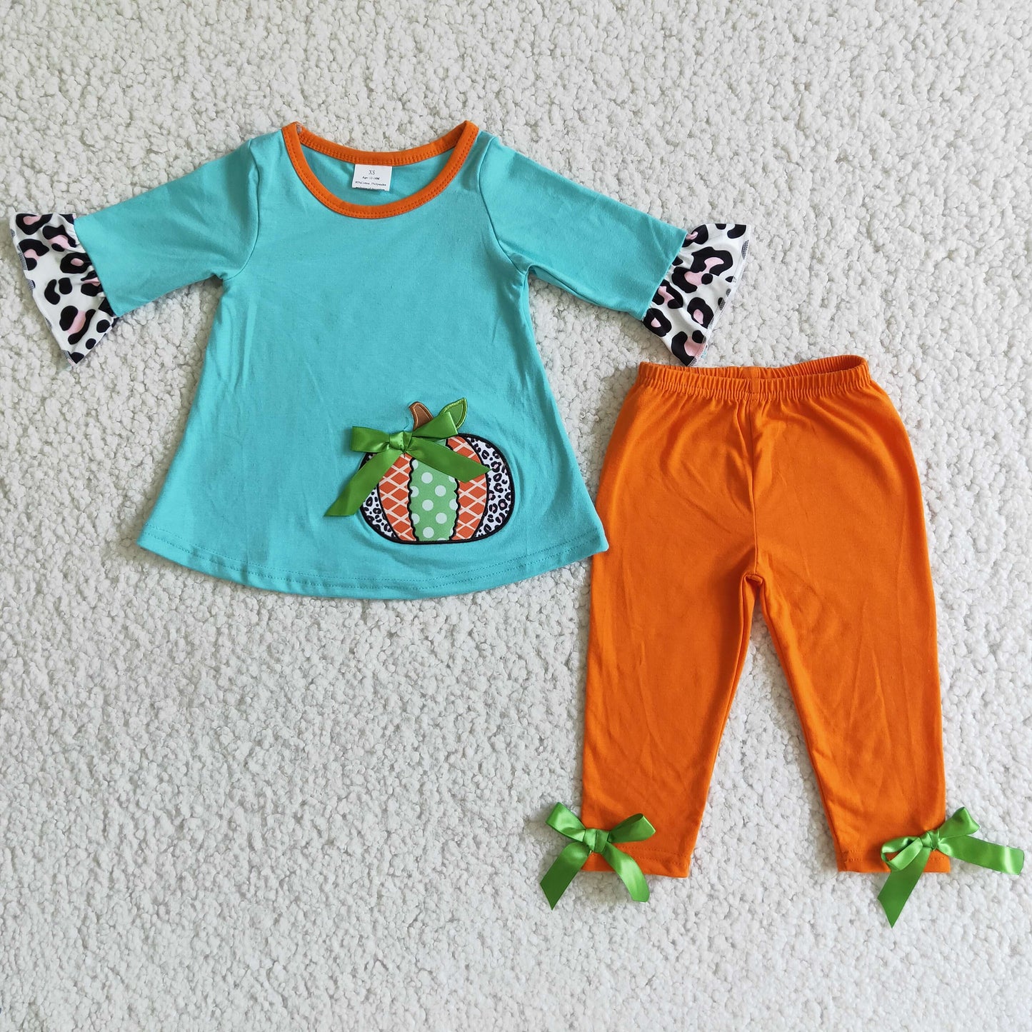 (Promotion) 6 A3-12 3/4 sleeve legging pants pumpkin embroideried outfits