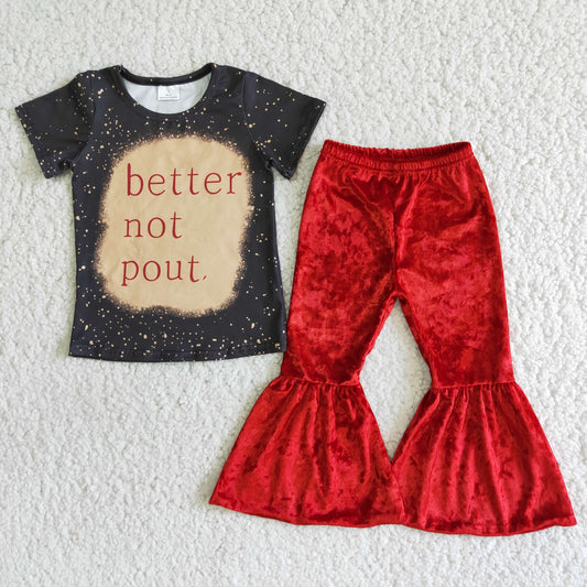 Short sleeve bell bottom pants Christmas outfits   D2-19