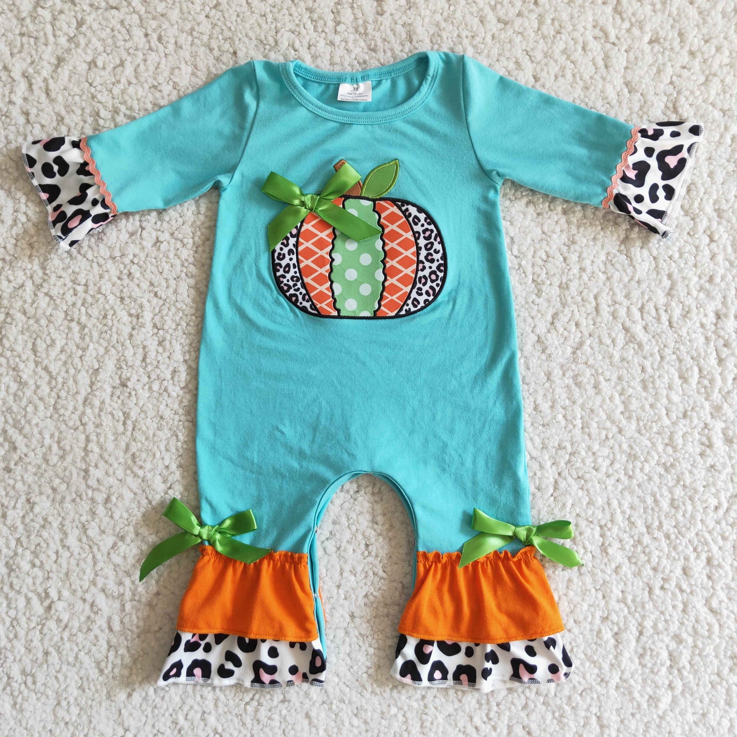 (Promotion)6 B2-19 Baby girls pumpkin romper embroideried styles