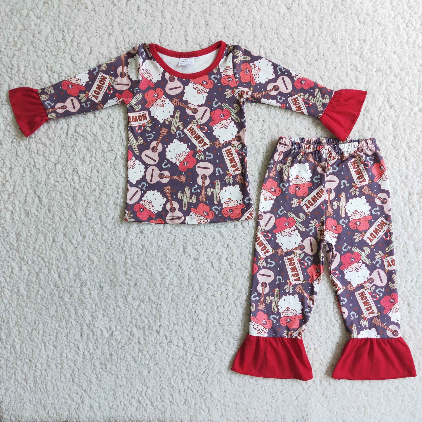 Girls long sleeved pajamas Christmas outfits    6 A6-14