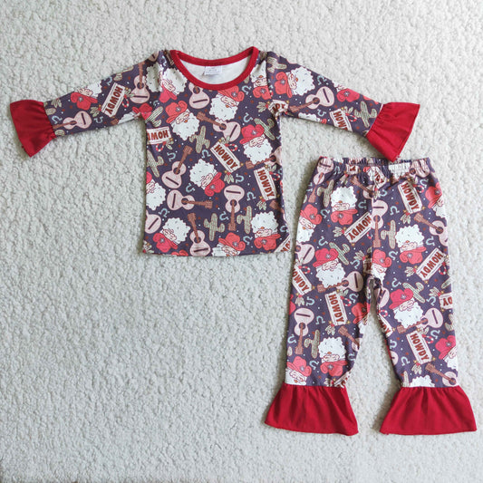 (Promotion)Girls long sleeved pajamas Christmas outfits    6 A6-14