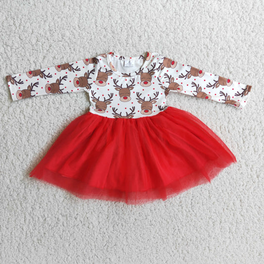 (Promotion) Long sleeve knee length Christmas tutu dress  6 A4-20