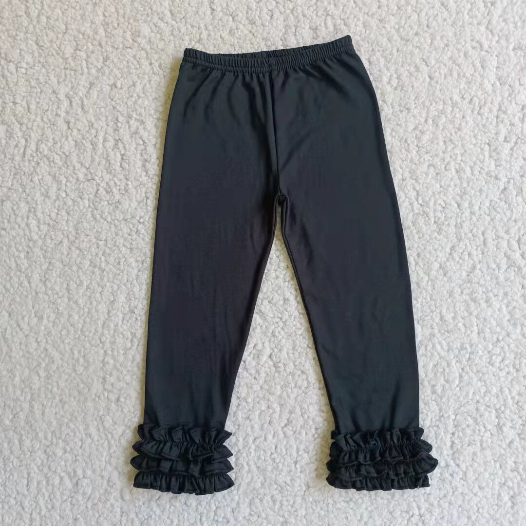 Girls black cotton icing legging pants    E3-26