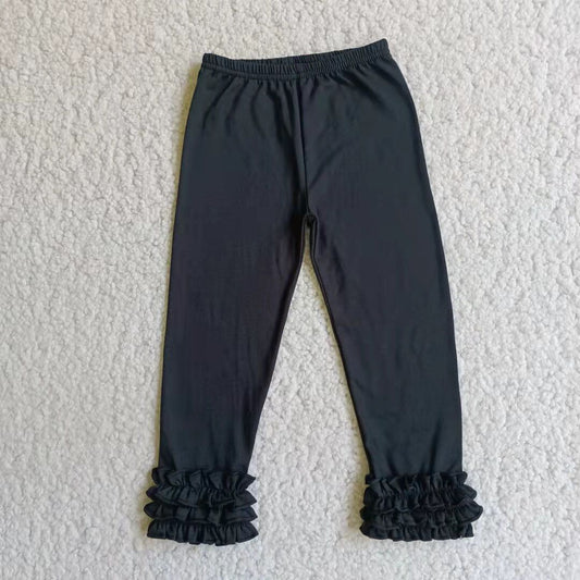 Girls black cotton icing legging pants    E3-26