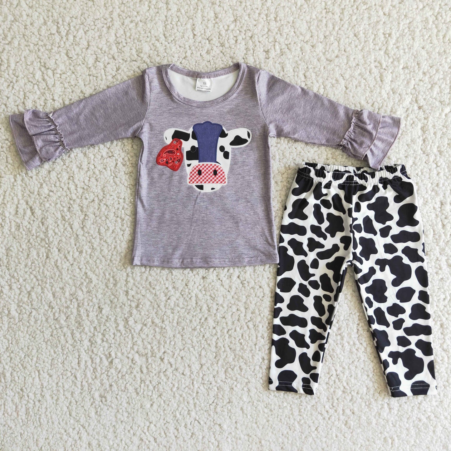 (Promotion) 6 A5-1 Long sleeve heifer cow print legging pants outfits