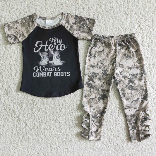 (Promotion)Short sleeve CAMO print legging pants outfits  B11-24