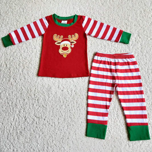 (Promotion) Boy's long sleeve pants Christmas embroideried pajamas   6 B2-22