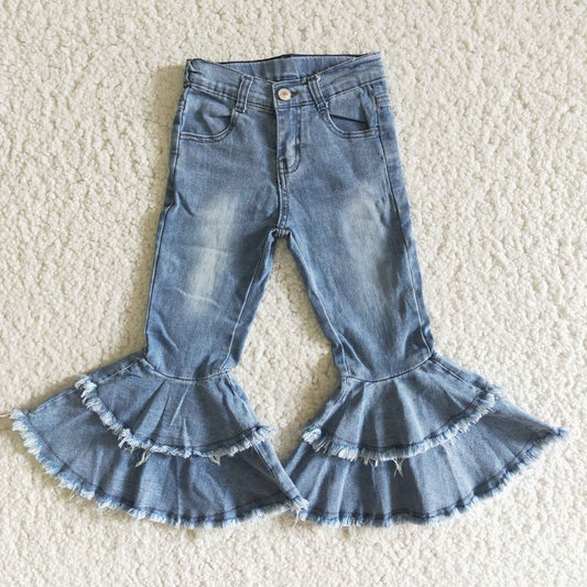 Washed Blue ruffle denim jeans          C5-15