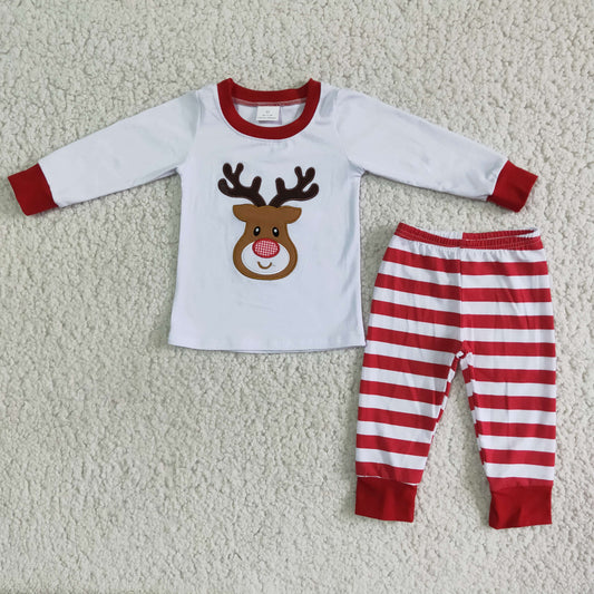 Boy's long sleeve pants Christmas embroideried outfits  6 A18-28