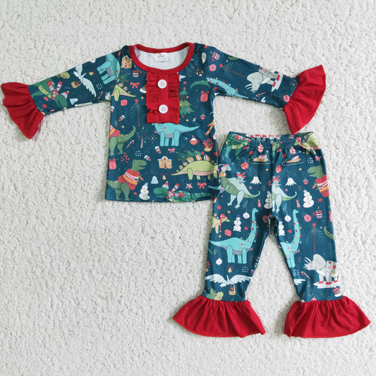 (Promotion) Girls long sleeved pajamas Christmas outfits   6 A4-28