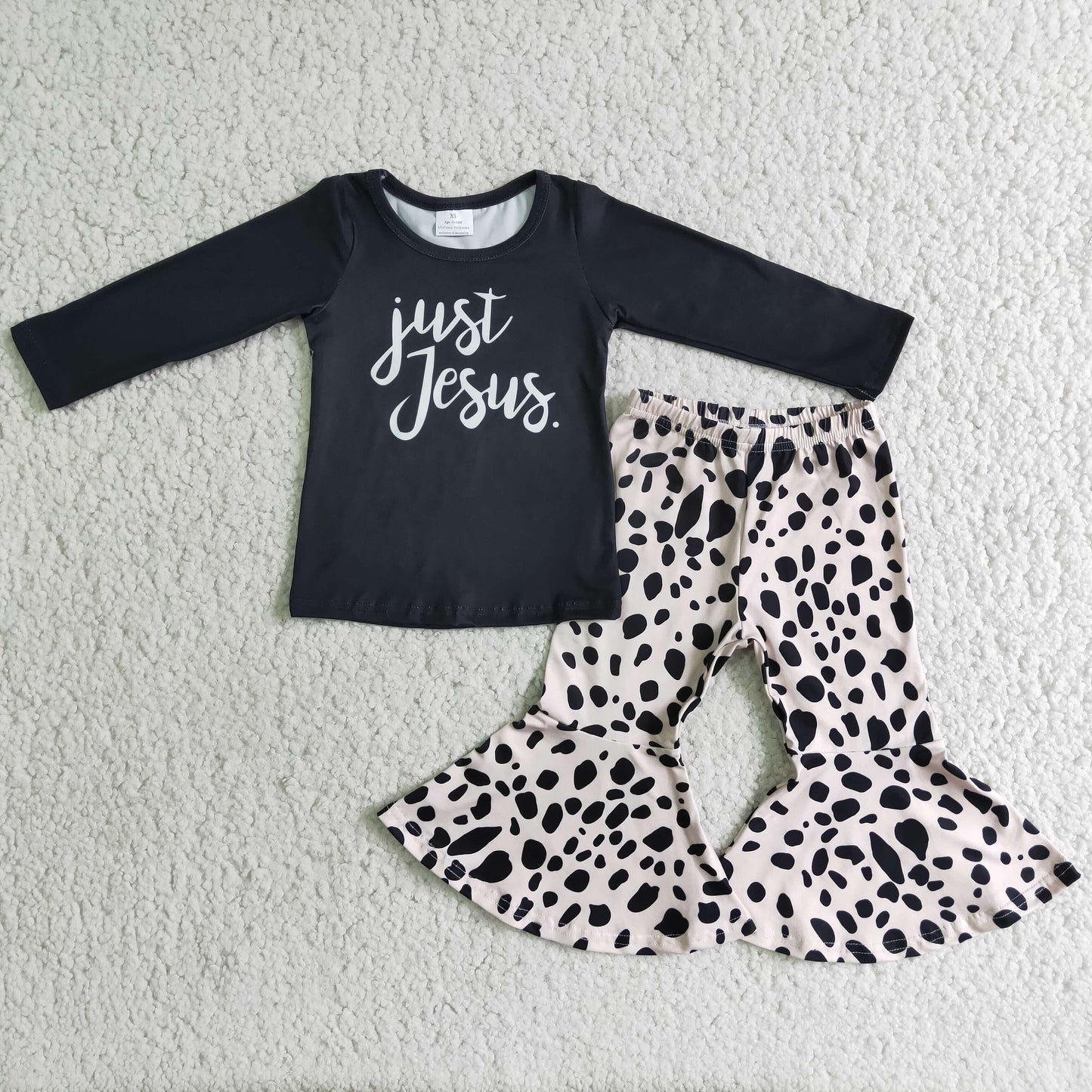 (Promotion)Girls just jesus print bell bottom pants outfits    6 B6-2