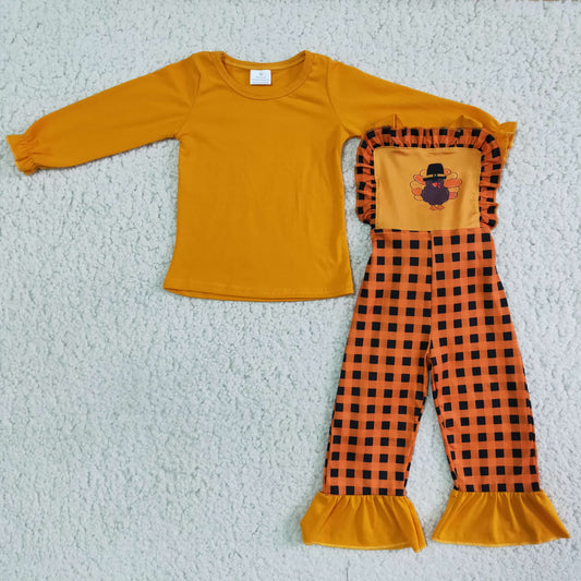 Girls overall design Thanksgiving outfits        6 A10-18