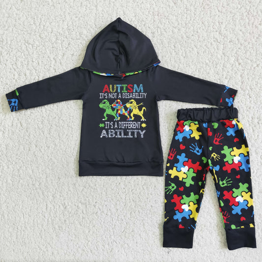 Boy's AUTISM print hooded outfits