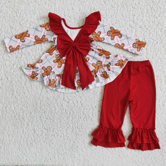 (Promotion) Long sleeve ruffles pants Christmas outfits   6 B8-5