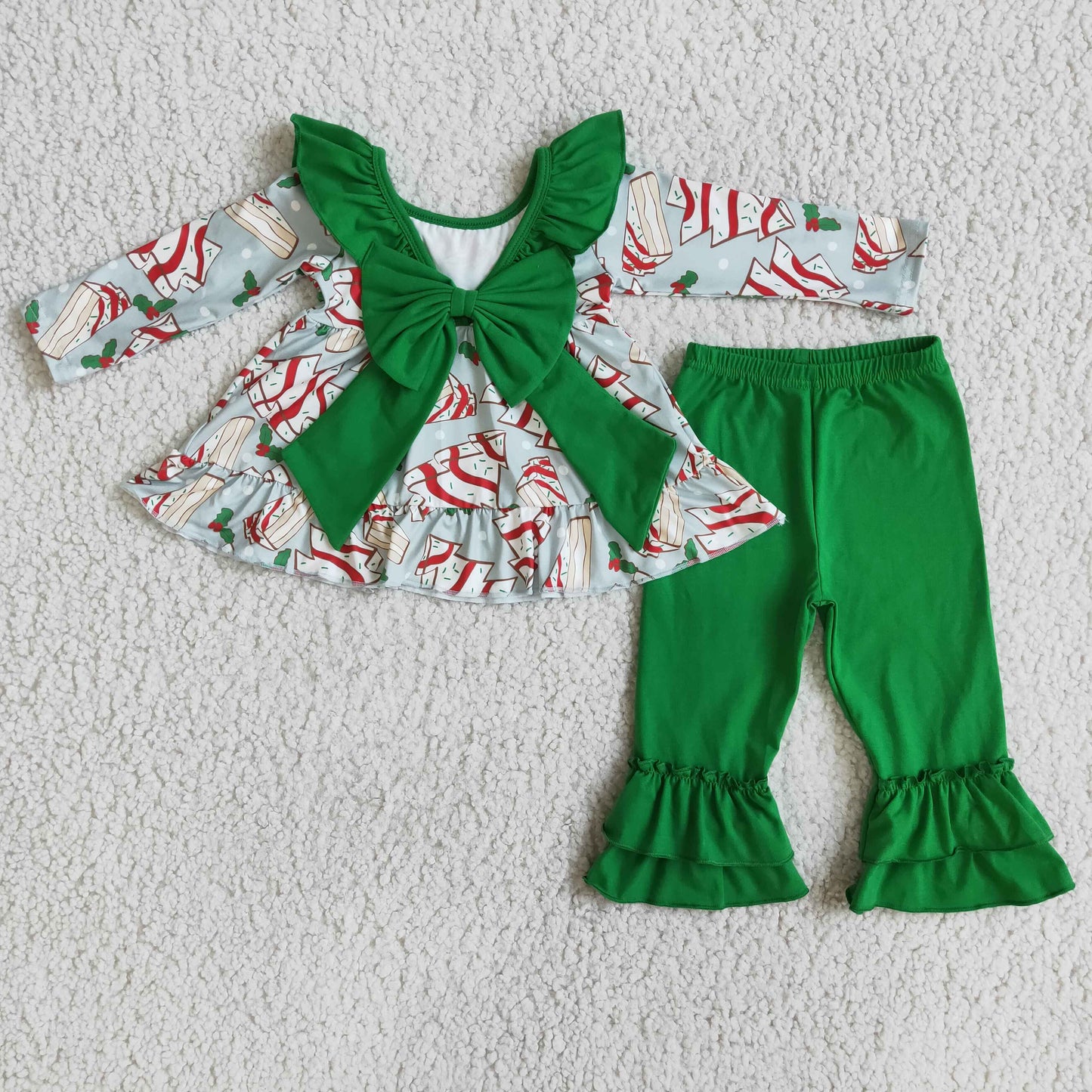 (Promotion)Long sleeve ruffles pants Christmas outfits  6 A0-12