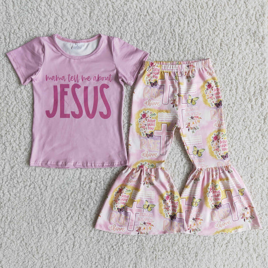 (Promotion)Short sleeve bell bottom pants Easter outfits