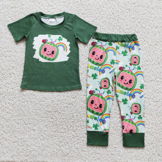 (Promotion)Boys short sleeved pants St. Patrick's Day outfits