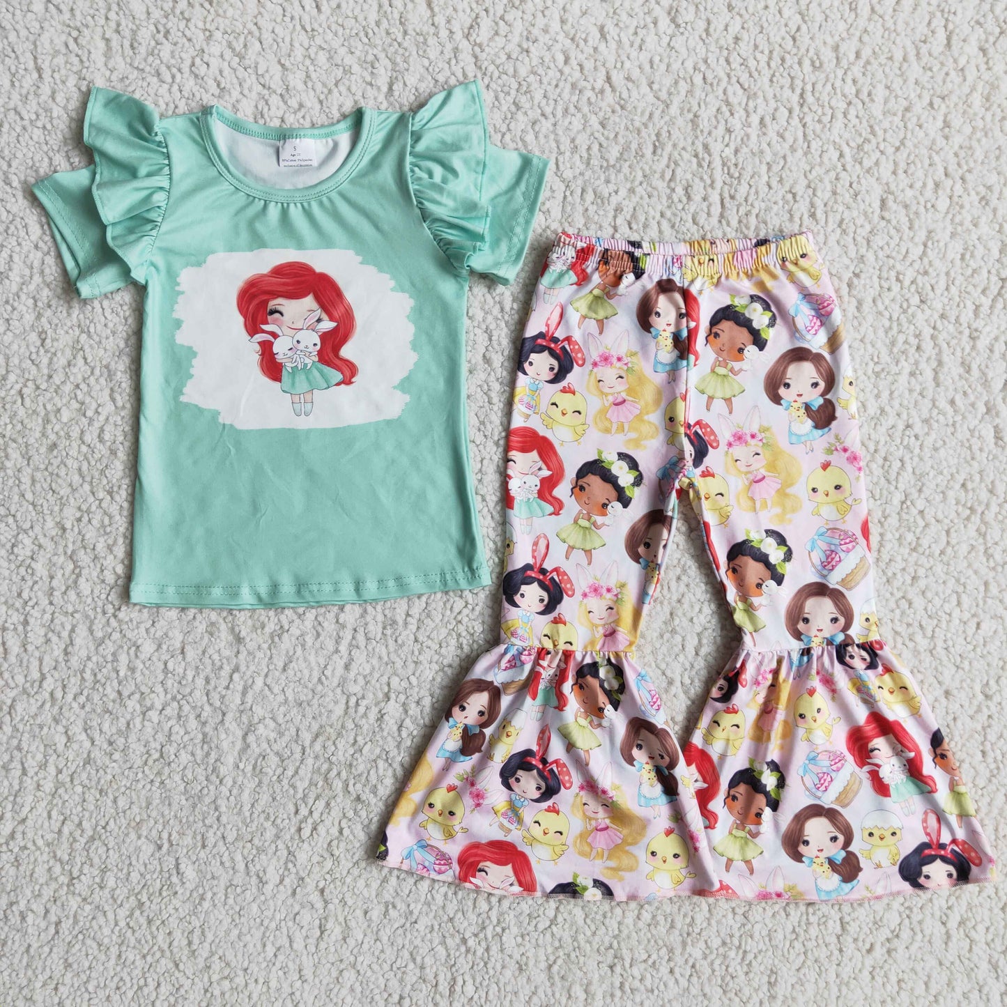 (Promotion)Short sleeve bell bottom pants Easter outfits