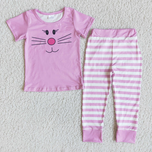 (Promotion)Girls short sleeved Easter pajamas  E3-27