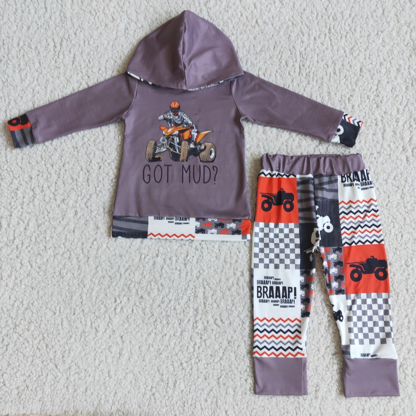 Boy's GOT MUD print hooded outfits   6 A10-28