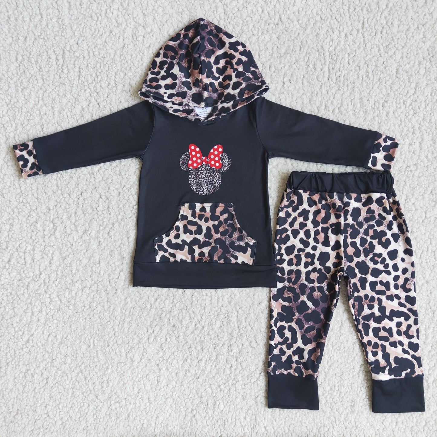 (Promotion) Girl's leopard print hooded outfits 6 A0-14