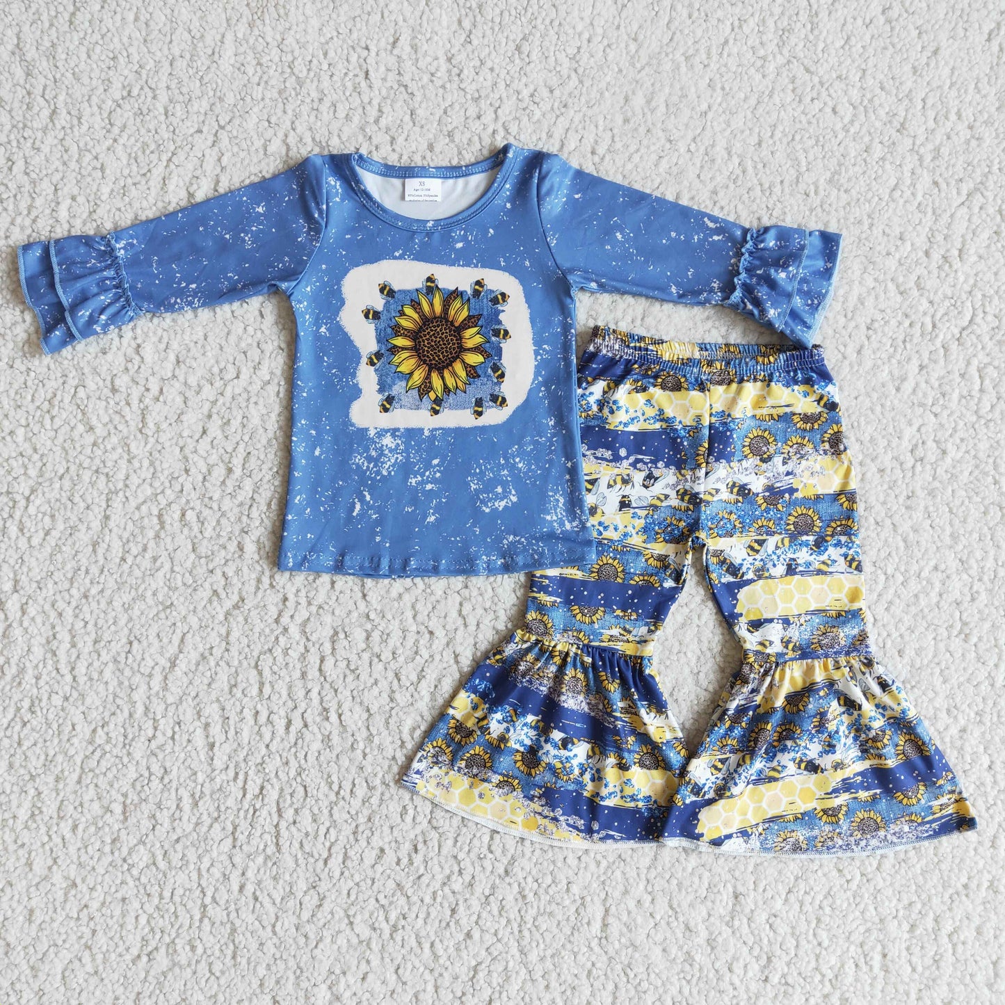 (Promotion)6 A26-4 Blue Sunflowers Bell Pants Outfits