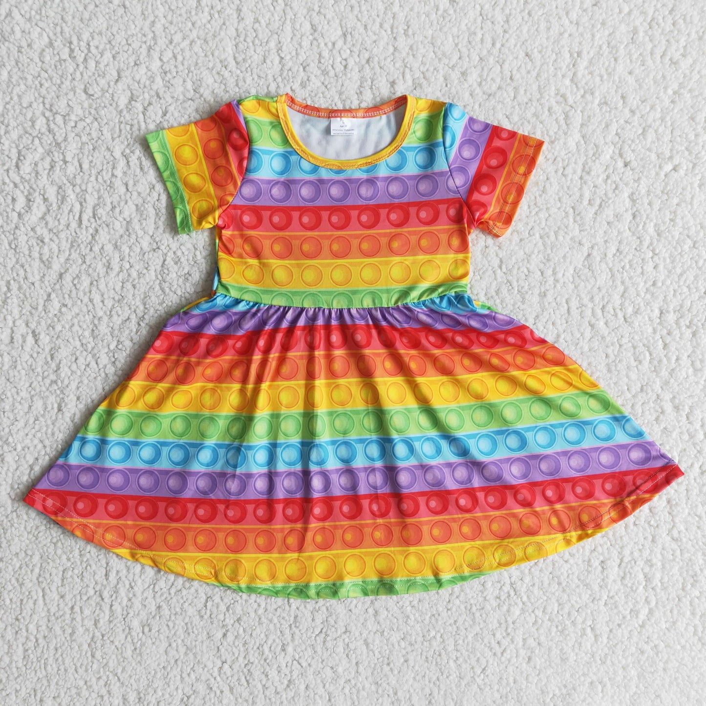 (Promotion) E6-15 Short sleeve knee length colorful summer dress