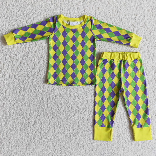 (Promotion)6 A27-30Boys long sleeve Mardi Gras pajamas