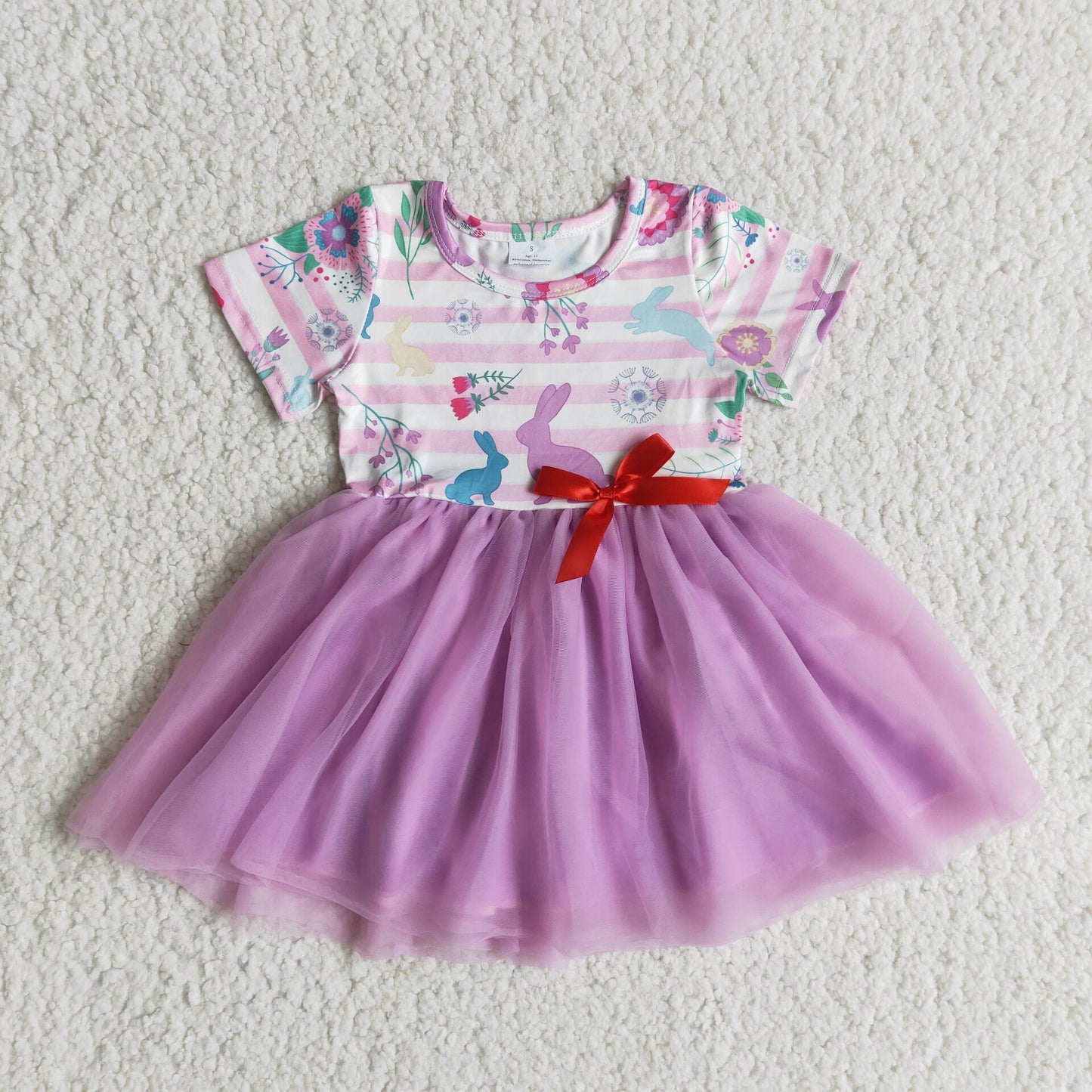 (Promotion)E9-26Short sleeve knee length bunny tutu dress