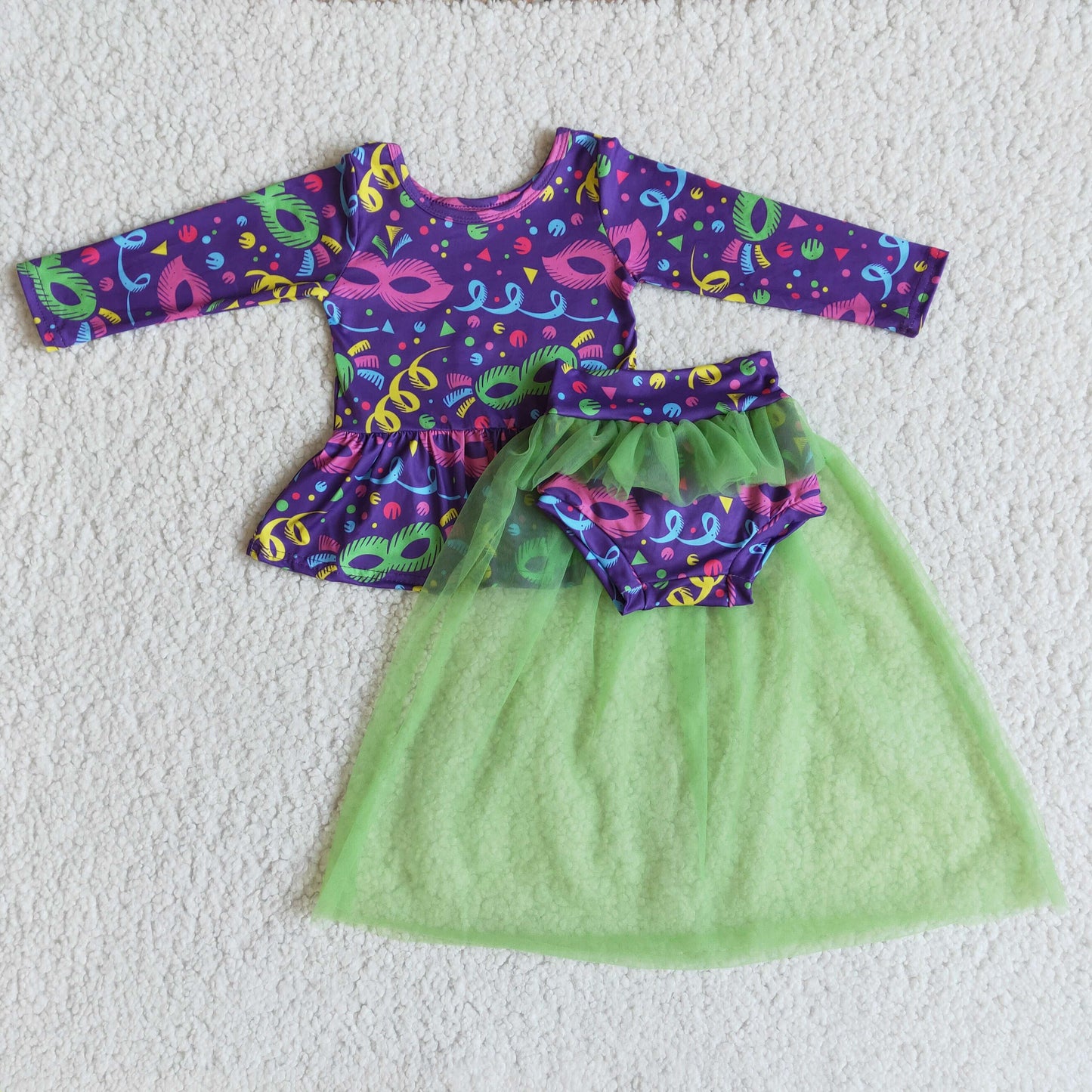 (Promotion)6 A21-1 Long sleeve top tutu bummie Mardi Gras outfits