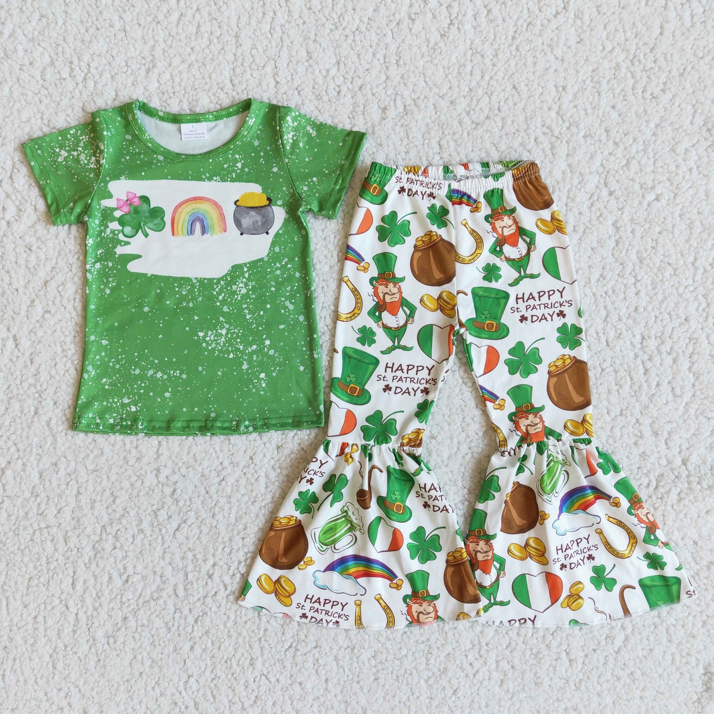 (Promotion)Short sleeve bell bottom pants St. Patrick Days' outfits    B16-11