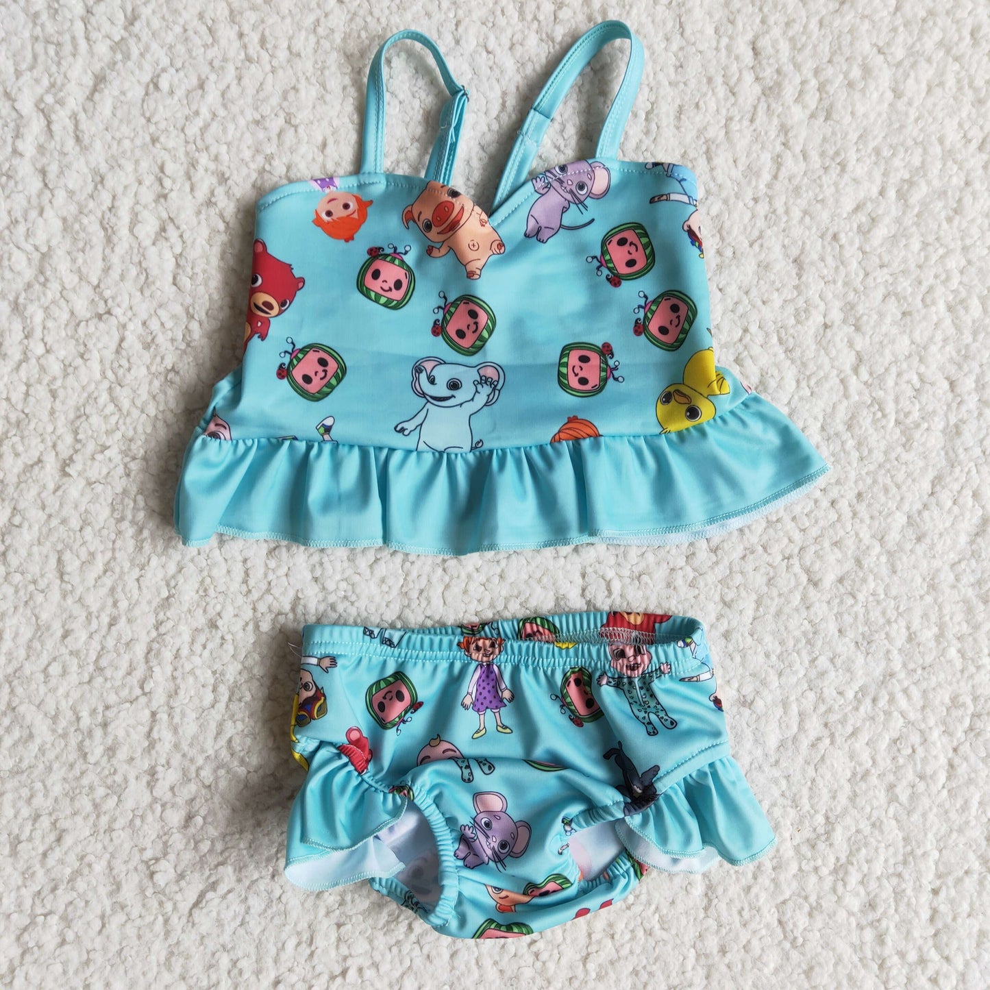 (Promotion)B9-22 Girls cartoon watermelon print swimsuits