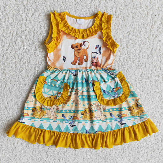 (Promotion)Cartoon lion Sleeveless knee length dress  	 E13-5