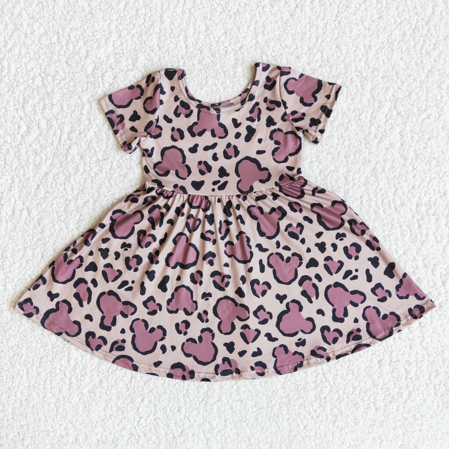 (Promotion)Short sleeve knee length leopard print summer dress   E13-13