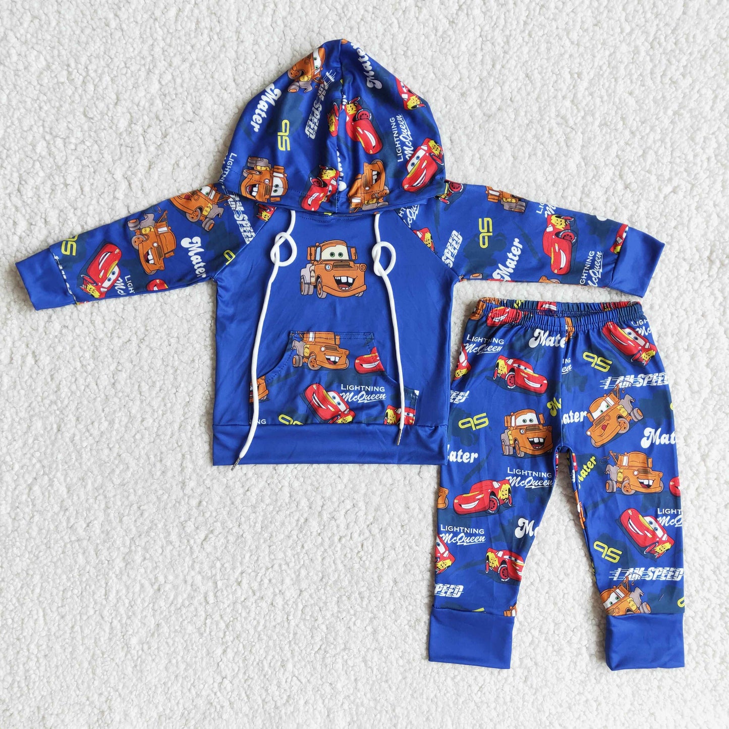 (Promotion) 6 C10-26Boy's cartoon car print hooded outfits