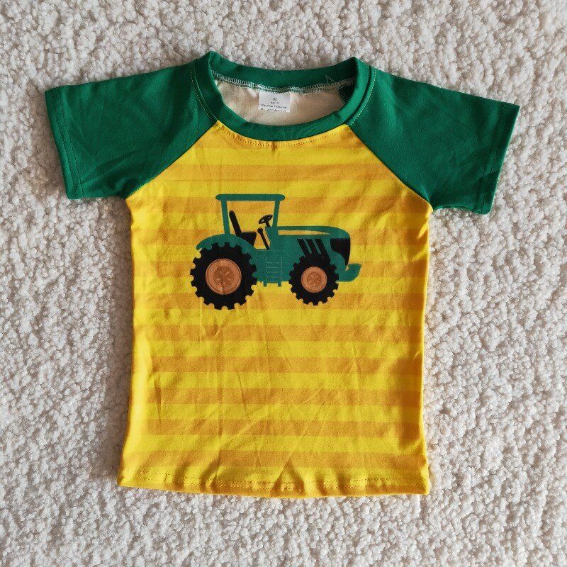 Boys short sleeve tractors print Tee shirts  B11-3