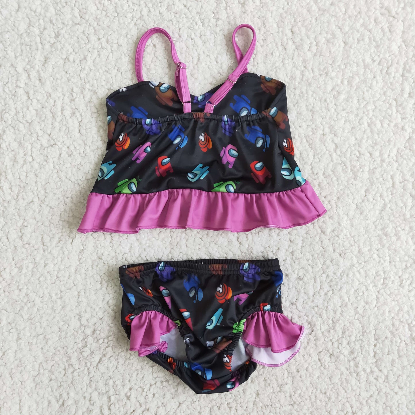 Girls cartoon print swimsuit