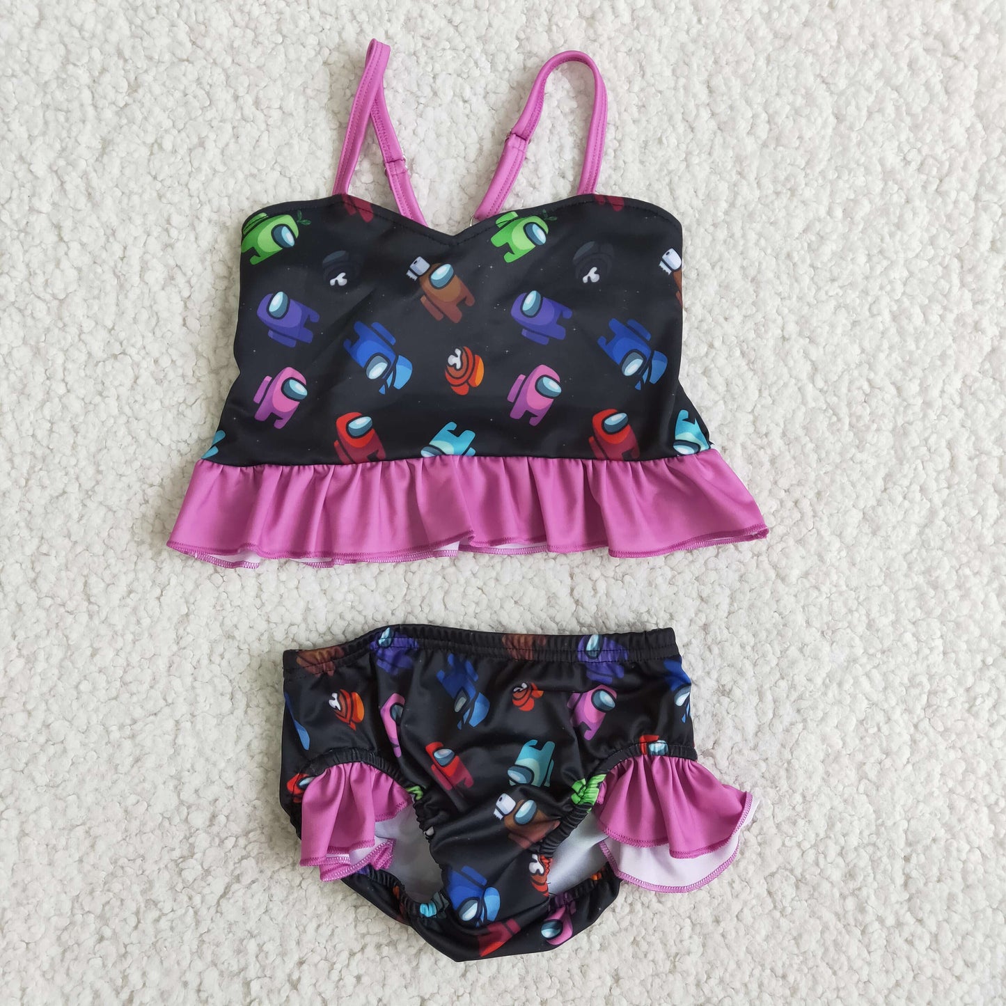 Girls cartoon print swimsuit