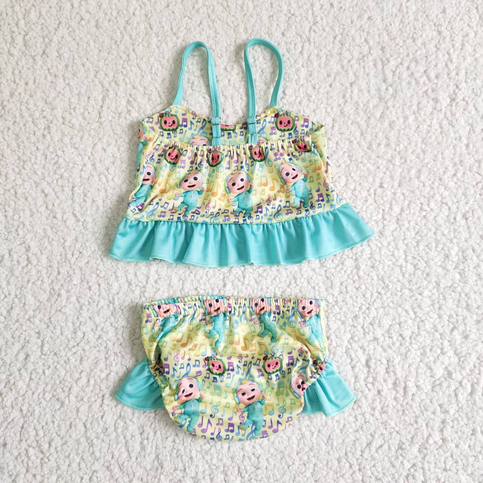 (Promotion)E13-29 Girls cartoon watermelon print swimsuits