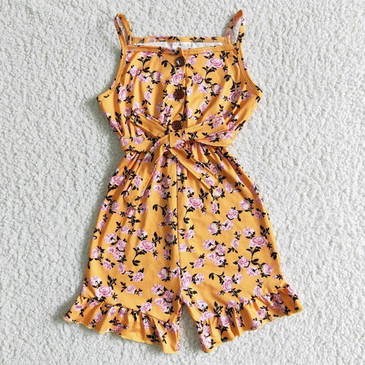 Girls summer flowers print jumpsuit  SR0005