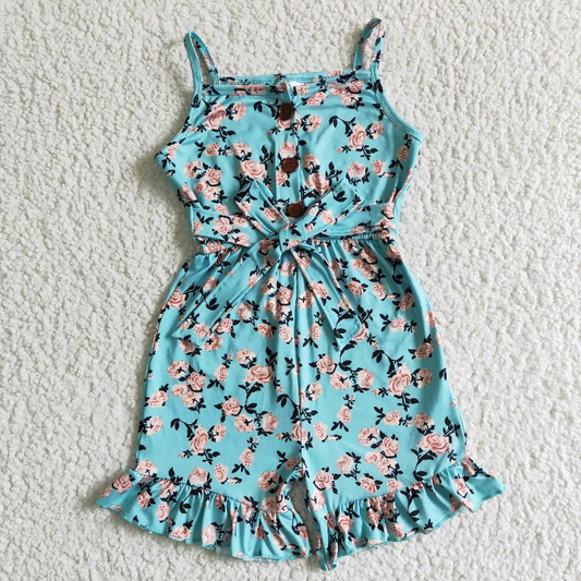 Girls summer flowers print jumpsuit  SR0002