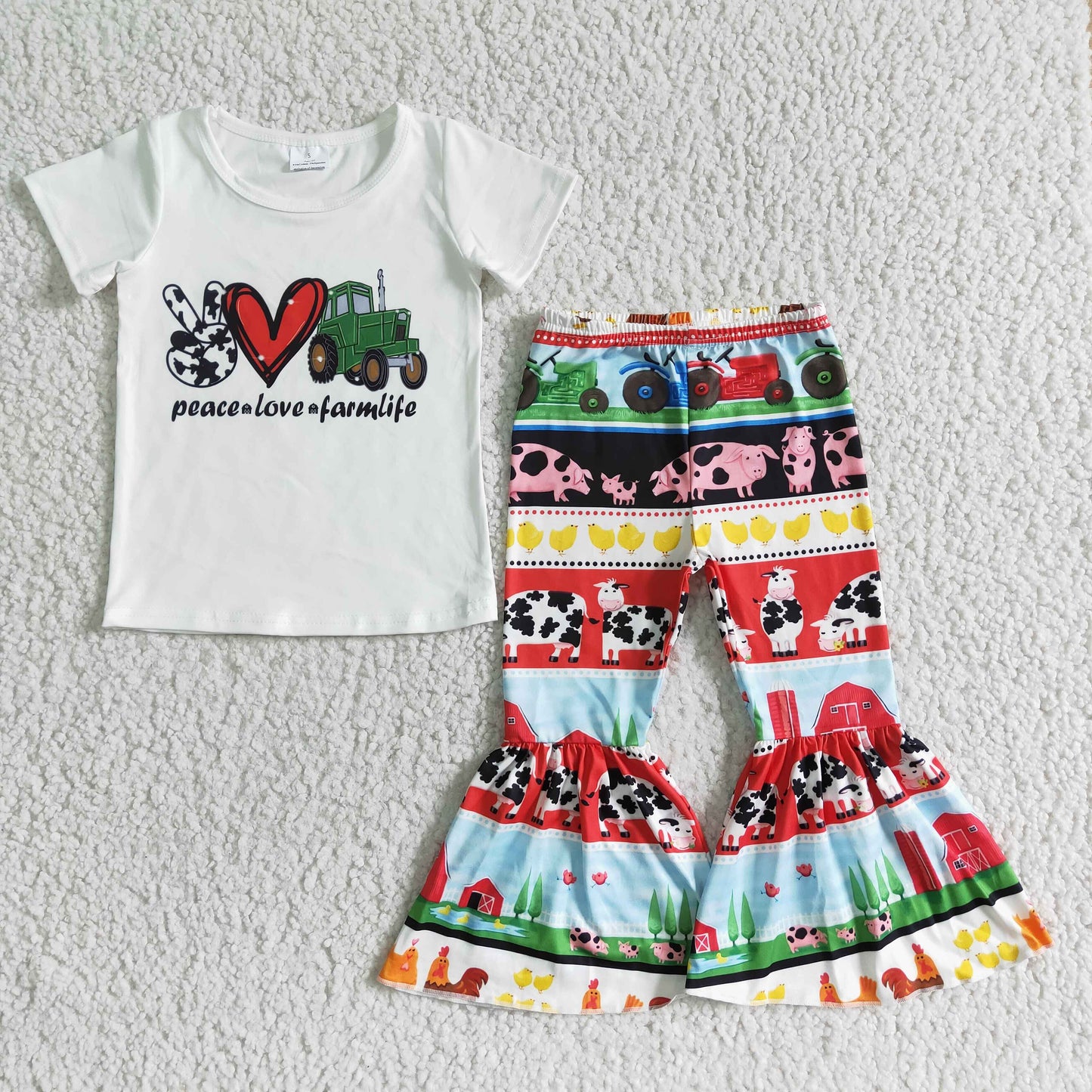 (Promotion) Short sleeve bell bottom pants outfits   B13-4