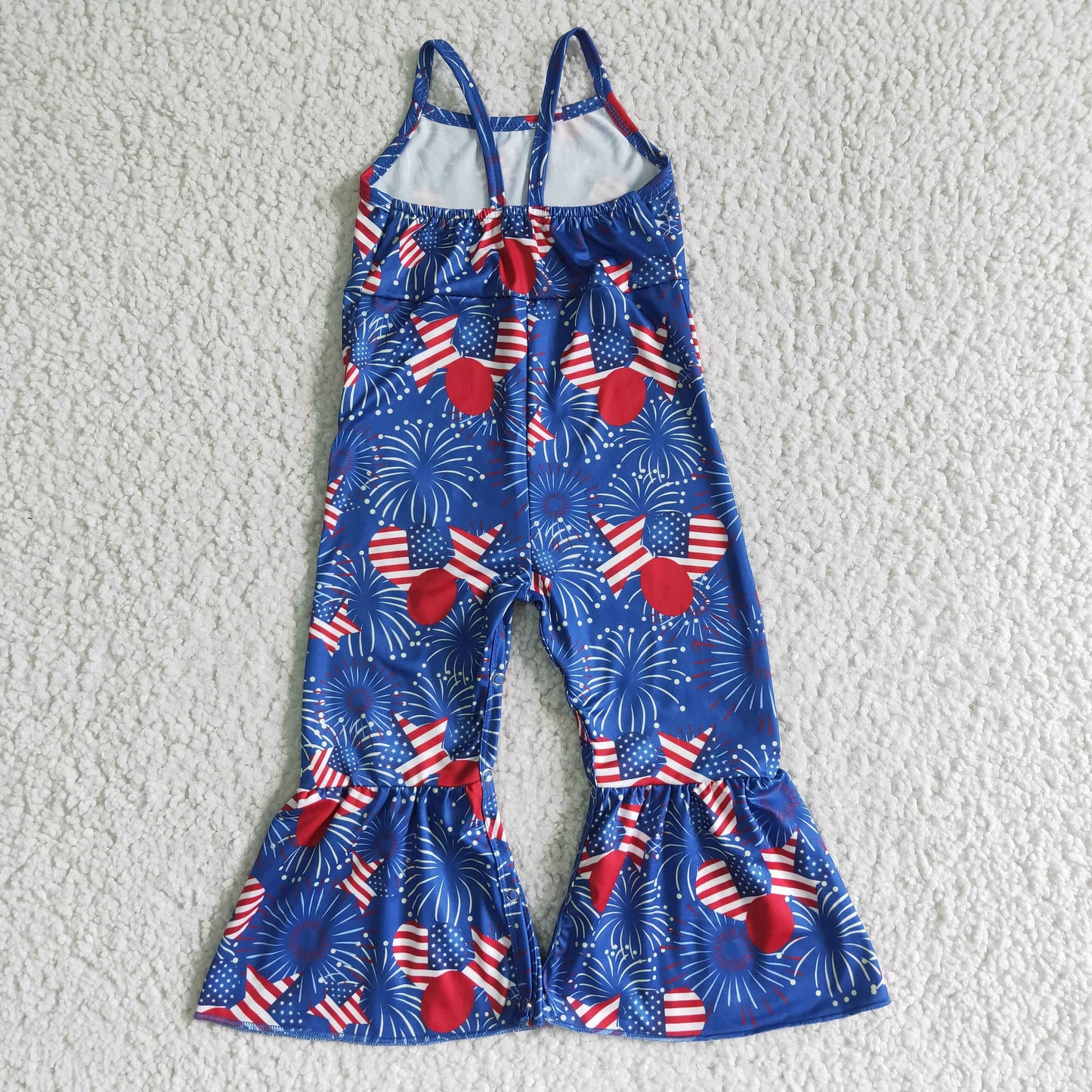 Star heart firework print sleeveless 4th of July jumpsuit  SR0056