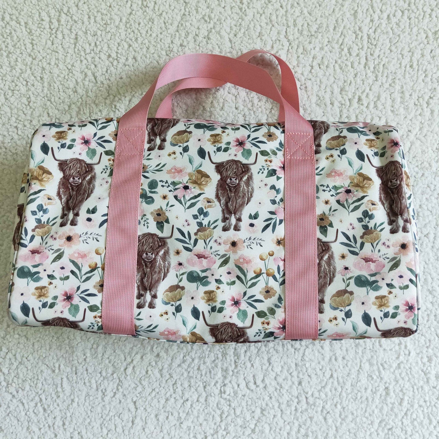 Gym floral highland cow print bag     BA0008