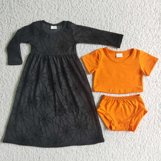 Girls Halloween 3 pieces bummie outfits   GBO0060