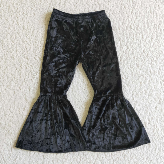 Velvet bell bottom black pants   C3-12