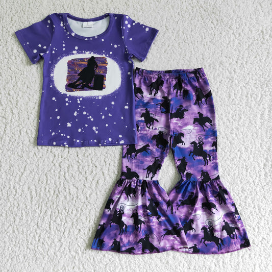 (Promotion)Girls purple western design outfits    GSPO0203